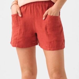 NWT Women's Faherty Lighthouse Linen Short Color: Tandoori Spice Size Small